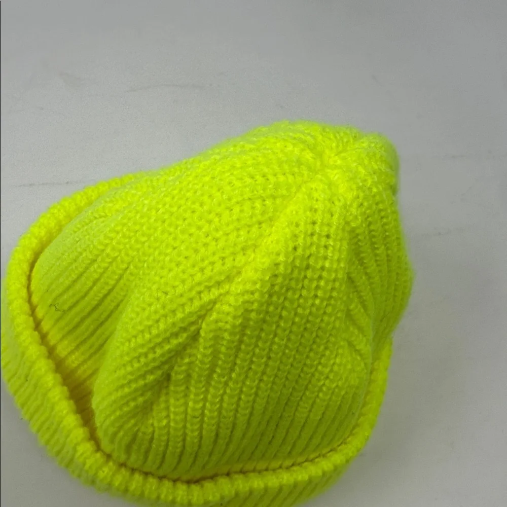Kids Neon Yellow Knit Beanie - Lightweight Winter Hat